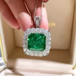 14ct Square Emerald Necklace