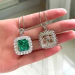 14ct Square Emerald Necklace