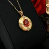 3ct Vintage Gold Ruby Necklace