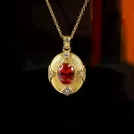 3ct Vintage Gold Ruby Necklace