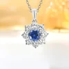 Halo Setting Round Sapphire Necklace
