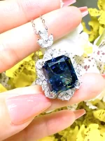 16ct Cushion Cut Sapphire Necklace