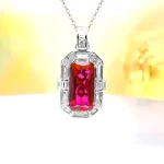 10ct Cushion Cut Ruby Necklace