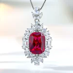 14ct Cushion Cut Ruby Necklace