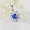 Halo Setting Round Sapphire Necklace