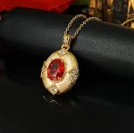 3ct Vintage Gold Ruby Necklace