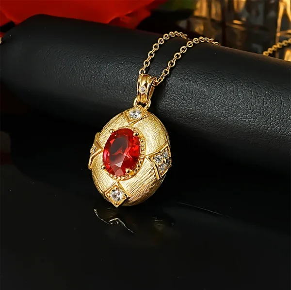 3ct Vintage Gold Ruby Necklace