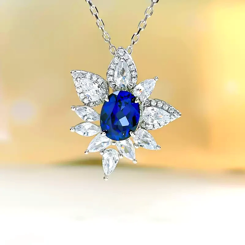 3ct Flower Sapphire Necklace