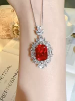 14ct Cushion Cut Ruby Necklace