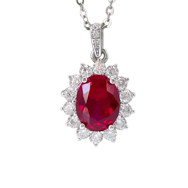 4ct Oval Pigeon Egg Garnet Pendant Necklace