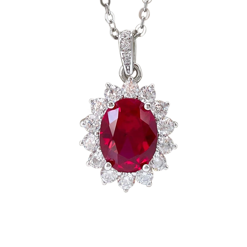 4ct Oval Pigeon Egg Garnet Pendant Necklace