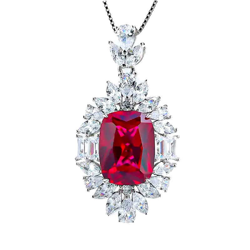 14ct Cushion Cut Ruby Necklace