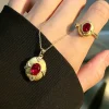 3ct Vintage Gold Ruby Necklace