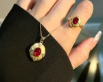 3ct Vintage Gold Ruby Necklace