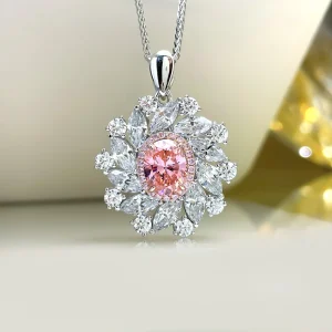 2ct Halo Setting Round Padparadscha Necklace 2ct Halo Setting Round Padparadscha Necklace