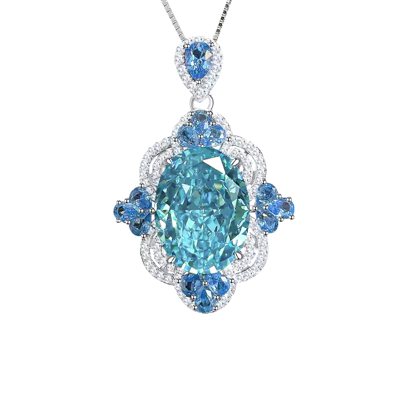 17ct Oval Blue Topaz Necklace