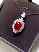 14ct Cushion Cut Ruby Necklace