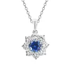 Halo Setting Round Sapphire Necklace