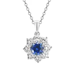 Halo Setting Round Sapphire Necklace