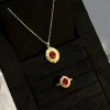 3ct Vintage Gold Ruby Necklace