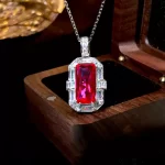 10ct Cushion Cut Ruby Necklace