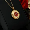 3ct Vintage Gold Ruby Necklace