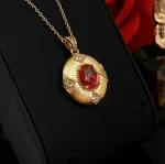 3ct Vintage Gold Ruby Necklace