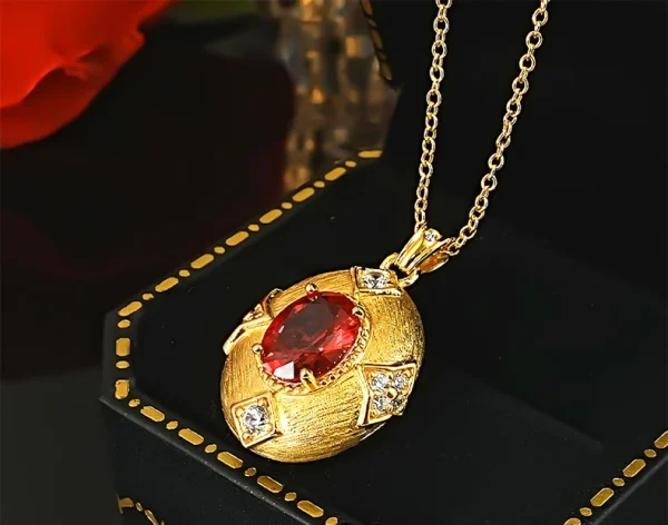 3ct Vintage Gold Ruby Necklace