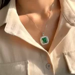 14ct Square Emerald Necklace