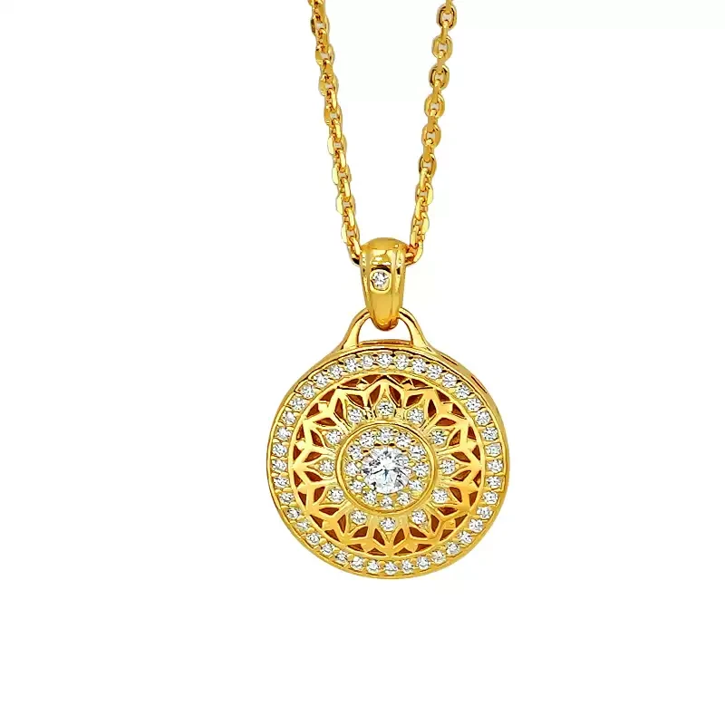 Vintage Gold Round Diamond Necklace