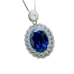 14ct Vintage Oval Sapphire Pendant Necklace