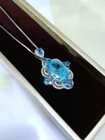 17ct Oval Blue Topaz Necklace