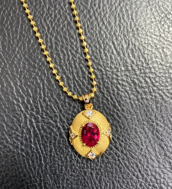 3ct Vintage Gold Ruby Necklace