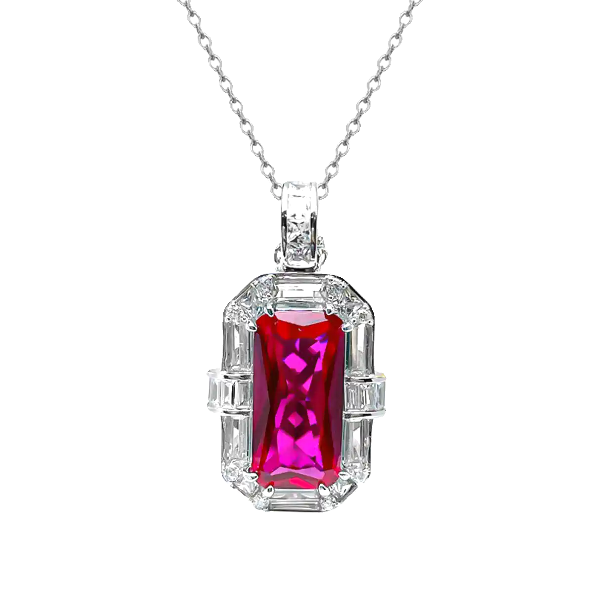 10ct Cushion Cut Ruby Necklace