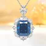 16ct Cushion Cut Sapphire Necklace