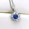 Halo Setting Round Sapphire Necklace