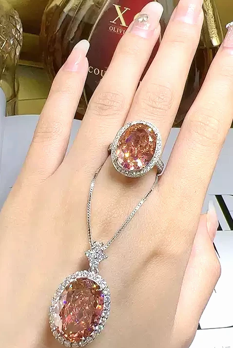 16ct Oval Padparadscha Necklace