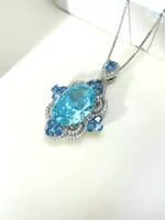 17ct Oval Blue Topaz Necklace