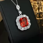 12ct Cushion Cut Garnet Necklace