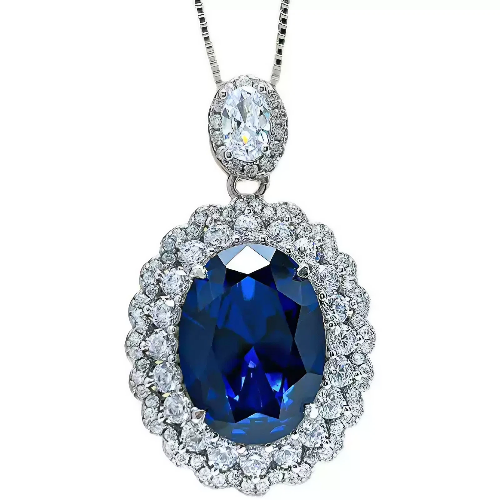 14ct Vintage Oval Sapphire Pendant Necklace