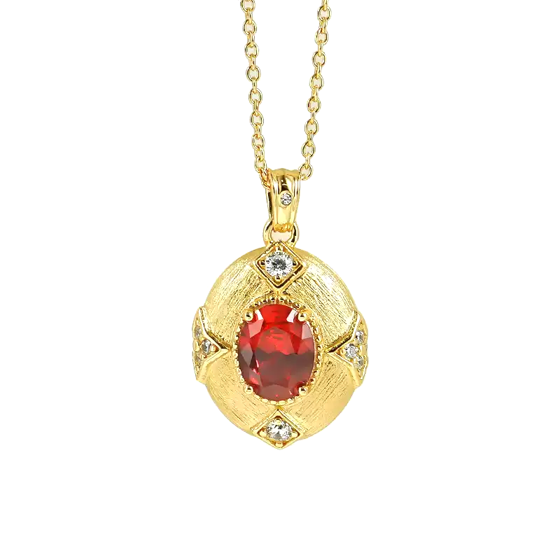 3ct Vintage Gold Ruby Necklace