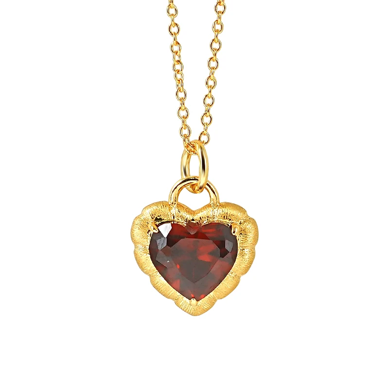 4ct Vintage Heart Ruby Necklace