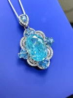 17ct Oval Blue Topaz Necklace