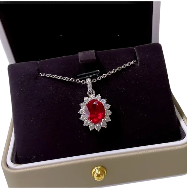 4ct Oval Pigeon Egg Garnet Pendant Necklace