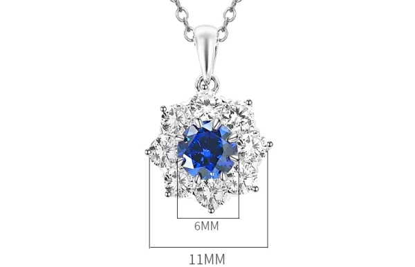 Halo Setting Round Sapphire Necklace