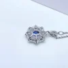 Halo Setting Round Sapphire Necklace