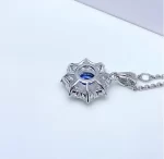 Halo Setting Round Sapphire Necklace