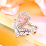 0.8ct Tear Drop Princess Crown Pink Diamond Ring