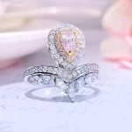 0.8ct Tear Drop Princess Crown Pink Diamond Ring