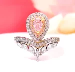 0.8ct Tear Drop Princess Crown Pink Diamond Ring